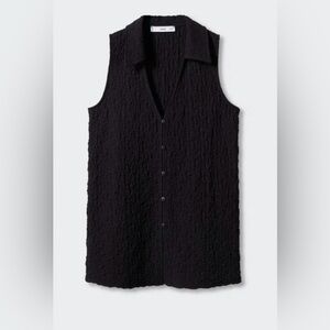 Mango Textured Polo Button Down Vest